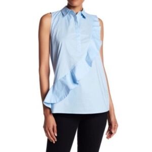 Pleione Top Ruffled Sleeveless Shirt Blouse M NEW